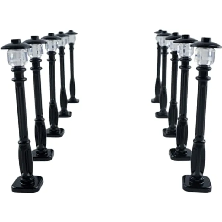 Stein-Experte Lego® 11062 Straßenlaternen, 10x klassische Laternenpfähle in Schwarz, ideal für realistische Straßenbeleuchtung in deiner Lego® Stadt