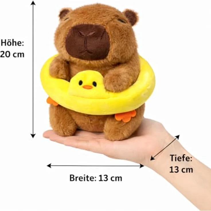 Soma Capybara Kuscheltier 20 cm, Plüschtier mit gelbem Enten Schwimmring, weiches Stofftier für Kinder und Dekoration – Bild 2