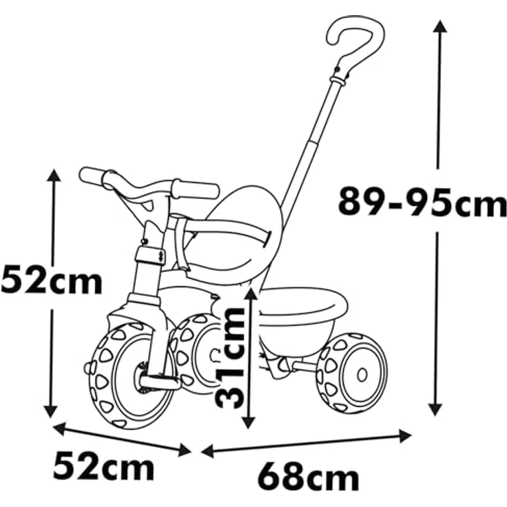 Smoby Dreirad Be Move, beige, Made in Europe - Innovatives Design, ergonomischer Sitz, höhenverstellbare Schiebestange – Bild 3