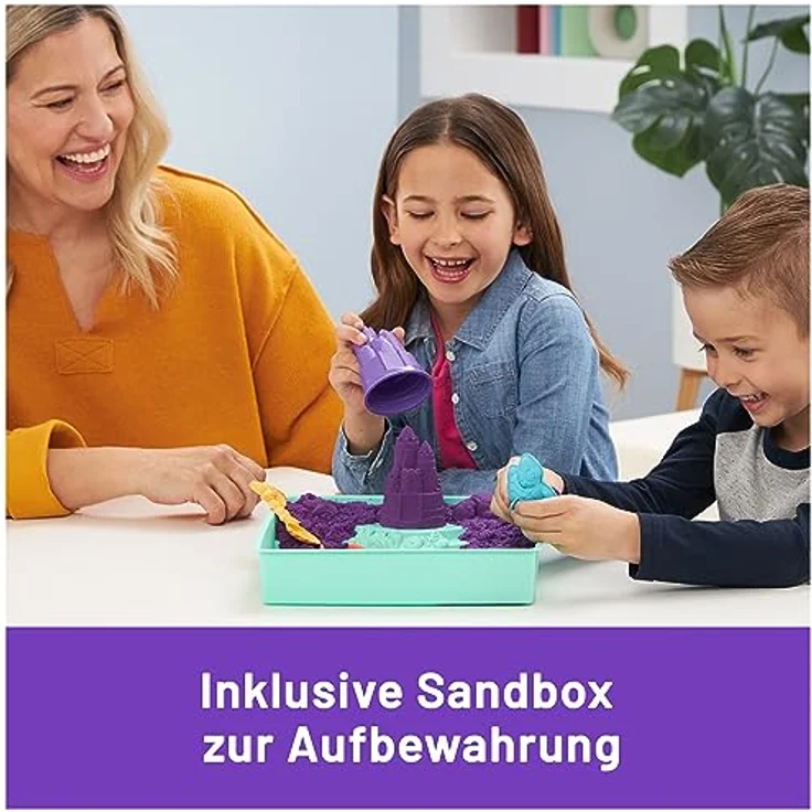 Spin Master Kinetic Sand Kreativset, 454 g, lila mit Förmchen und Sandbox für kreatives Sandspiel – Bild 5