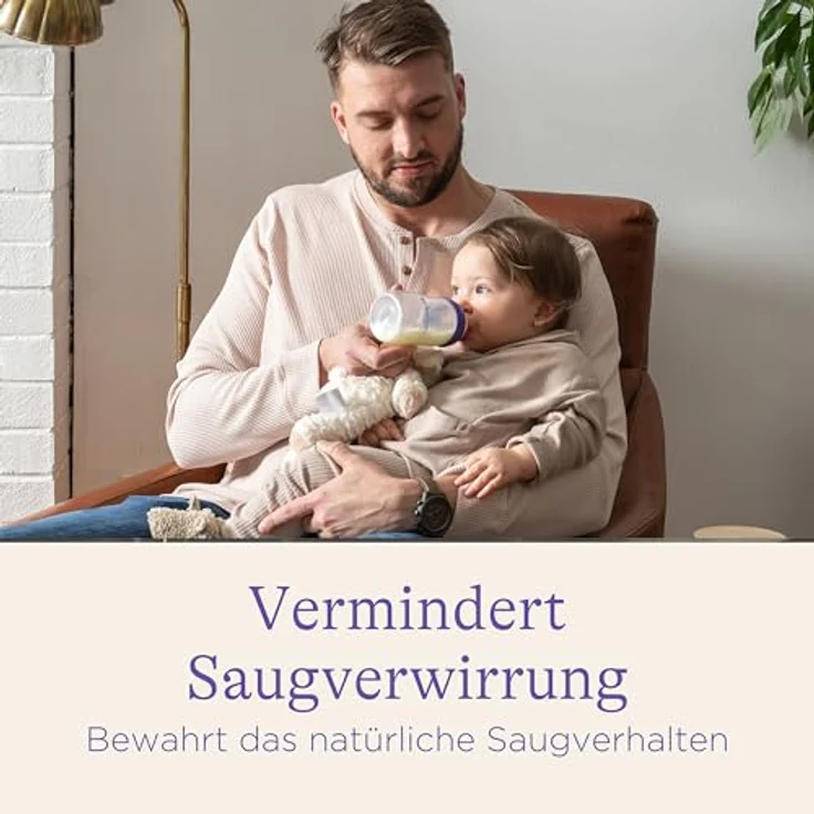 Lansinoh Babyflaschen mit NaturalWave Sauger Gr. M, 240 ml - Doppelpack - verbessertes kompaktes Design - mit stapelbarem Deckel – Bild 2