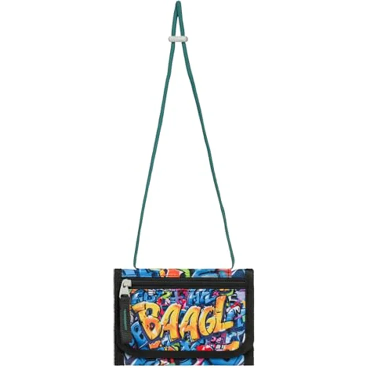 Baagl Brustbeutel Kinder - Mini Geldbörse für Jungen mit Kordel, Polyester, Design Skatepark, 14,5 x 8,5 cm – Bild 2