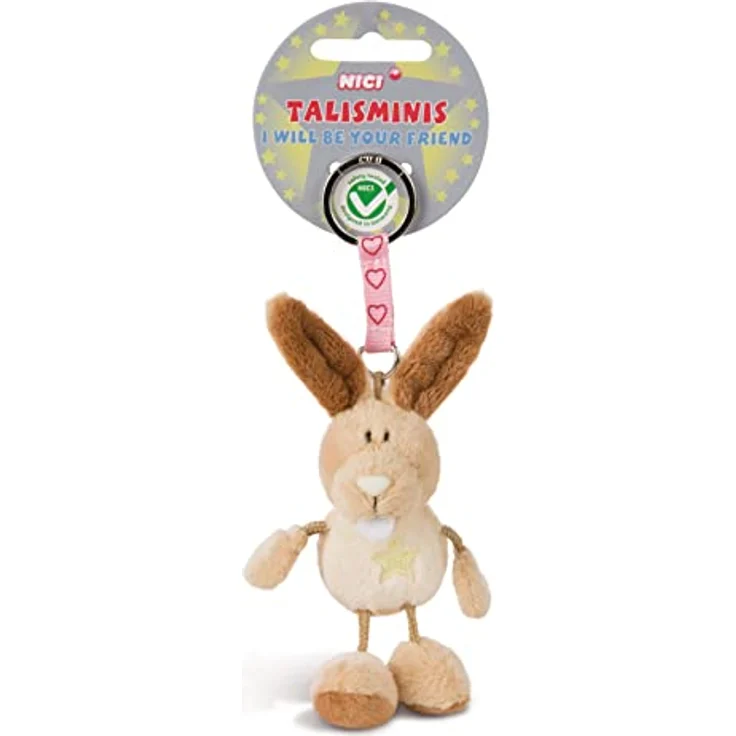 NICI Schlüsselanhänger Talismins Hase, 7 cm, Plüsch Glücksbringer mit gesticktem Stern – Bild 1