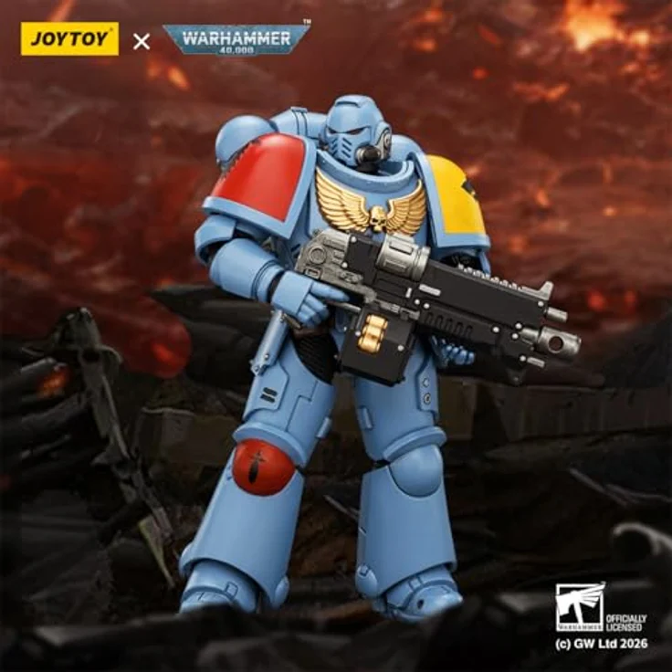 Joy Toy Warhammer 40,000 Space Wolves Intercessor Figur, 12 cm hoch, vollständig beweglich mit Bolzengewehr und Kettenschwert – Bild 6