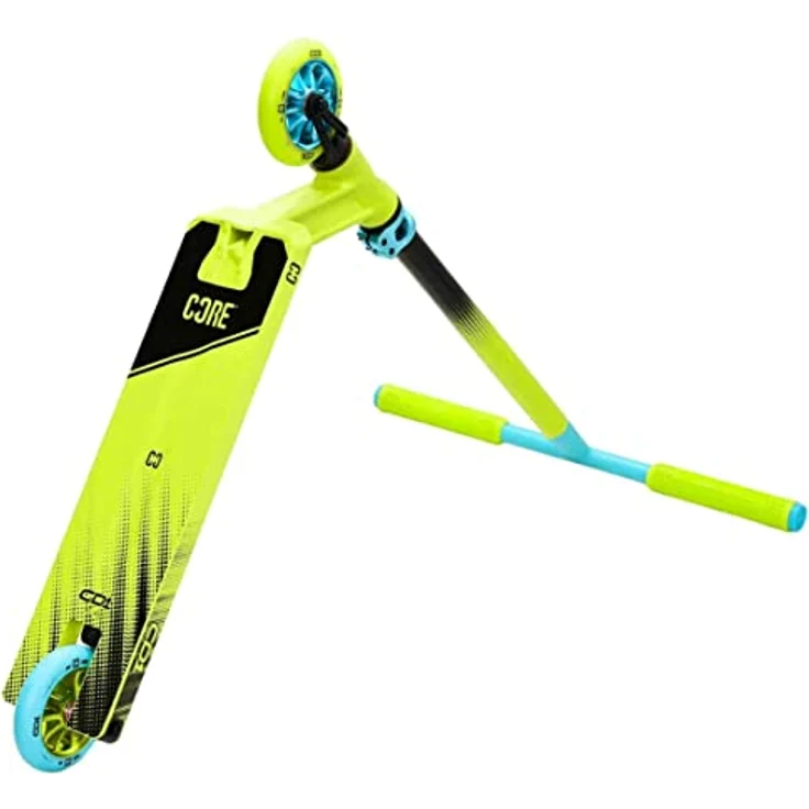 Fantic26 CORE Stunt-Scooter Trick Tret Roller 110mm Rollen I ABEC 9 I für Anfänger & Profi I Ab 5 Jahren I 78cm-95cm Höhe I + Fantic26 Sticker (Park CD1 H=78cm Lime/Blau) – Bild 4
