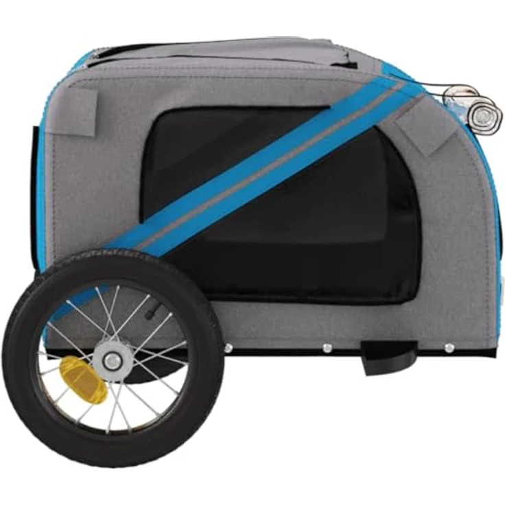 vidaXL Fahrradanhänger für Hunde, Blau und Grau, Oxford-Gewebe, Eisenrahmen, max. Belastbarkeit 30 kg – Bild 8