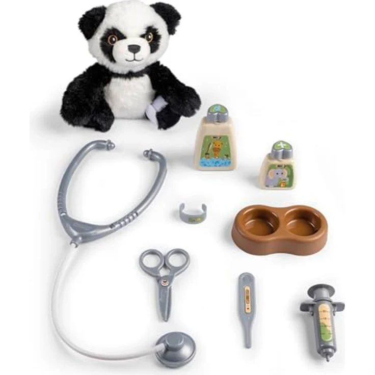 Smoby Tierarzt-Trolley mit Plüsch-Panda, 2-in-1 Transportbox und abnehmbarem Doktorkoffer, inkl. Zubehör, 31 x 32,1 x 55,2 cm, ab 3 Jahren – Bild 3