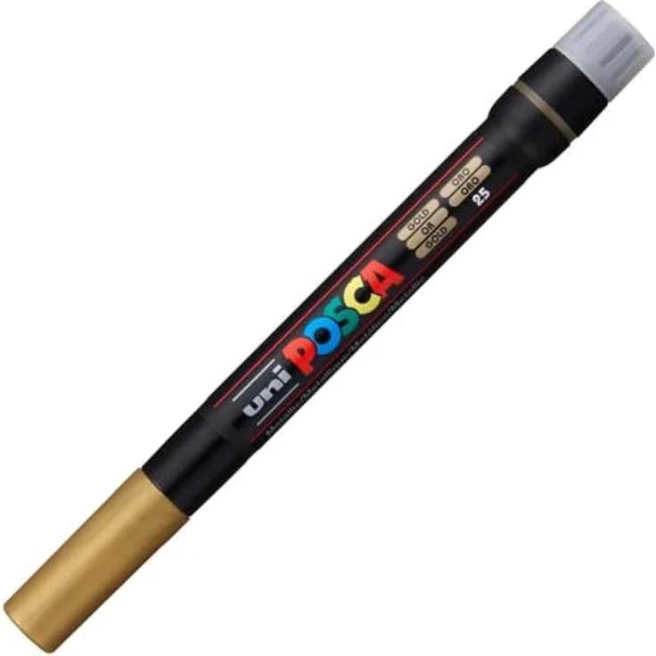 uni-ball POSCA 181681, Pinselspitzen Marker in gold, wasserfester Farbmarker für verschiedene Oberflächen – Bild 1
