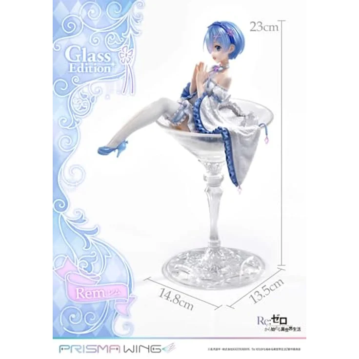 Prime 1 Studio Re:Zero - Starting Life in Another World Prisma Wing PVC Statue 1/7 Rem Glass Edition, 23 cm hoch, detailgetreue Sammelfigur mit Sockel und Geschenkbox – Bild 5