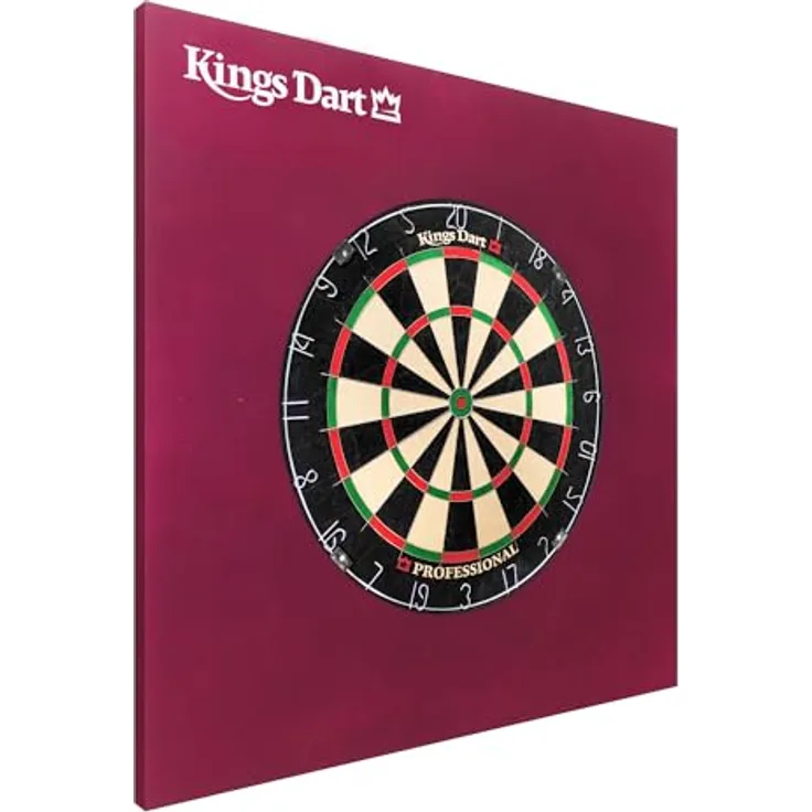 Kings Dart Dart-Set, Dartboard Komplettset mit Sisal-Borsten und Spider-Feldbegrenzung, für Soft- und Steeldarts, inkl. Dart-Surround zum Wand- und Dart-Schutz