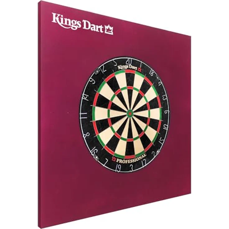 Kings Dart Dart-Set, Dartboard Komplettset mit Sisal-Borsten und Spider-Feldbegrenzung, für Soft- und Steeldarts, inkl. Dart-Surround zum Wand- und Dart-Schutz – Bild 1
