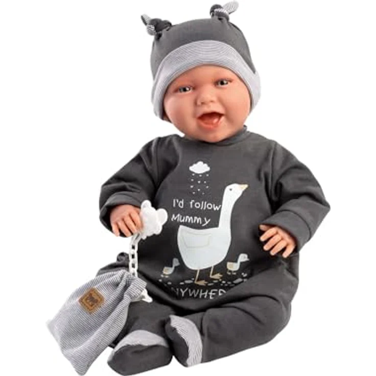 Llorens Babypuppe Mimi Gänsefamilie, 42cm, Made in Europe, mit blauen Augen und weichem Körper – Bild 2