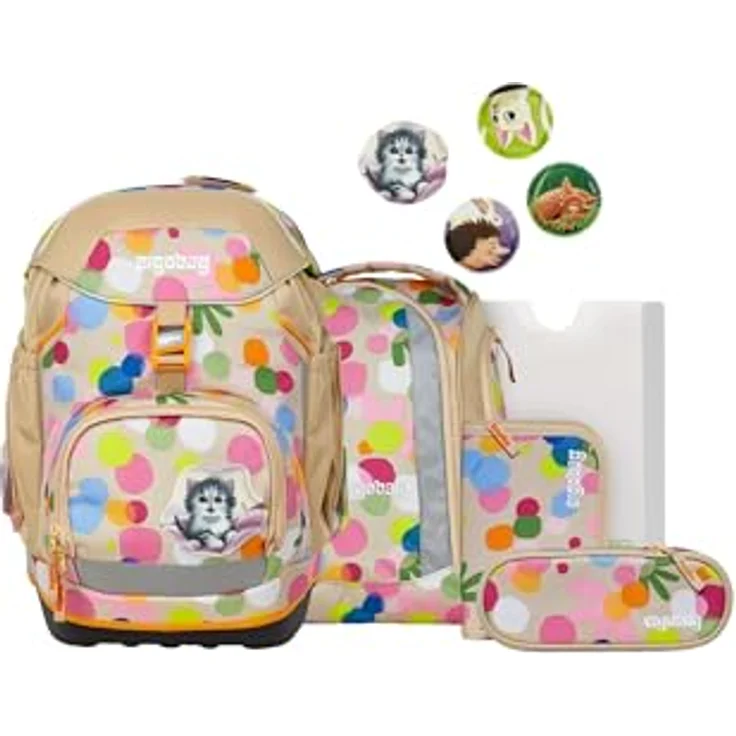 ergobag Pack Set, ergonomischer Schulranzen flexibel 6-teilig, für 1. Klasse Grundschule, mit höhenverstellbarem Tragesystem, stabiler wasserdichter Bodenwanne und individualisierbaren Kletties – Bild 1