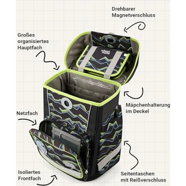 SCHOOL-MOOD Champion Maxx Pro Schulranzen-Set 6-teilig, höhenverstellbar, 22 L, 1,1 kg – Motiv Finn (Panther) für Grundschule 1.–4. Klasse, Modell 2026 – Bild 3
