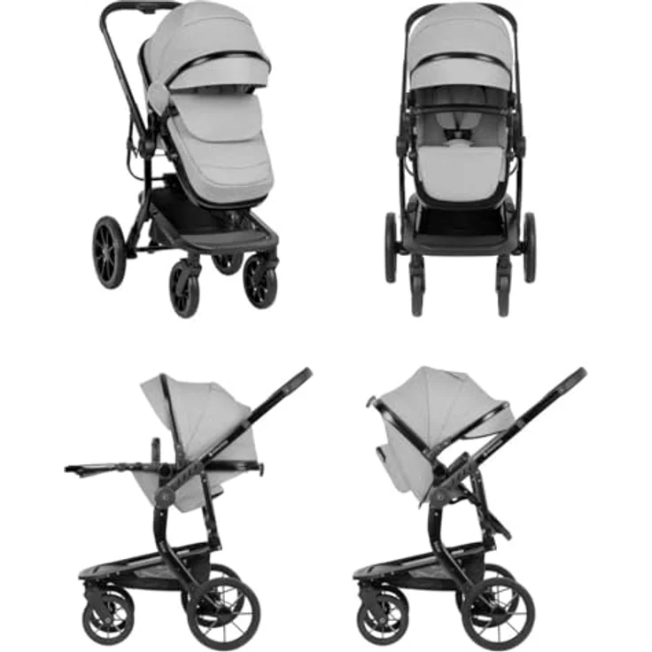 Kikkaboo Kinderwagen Irene 3 in 1, Kombikinderwagen mit Tragetasche, Autositz, verstellbarem Schiebegriff und Wickeltasche, geeignet von Geburt bis 15 kg – Bild 3