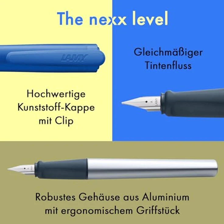 LAMY Füller nexx 087 BLAU Stärke A, ergonomisch und leicht mit polierter Edelstahlfeder – Bild 5