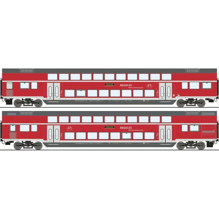 Roco 6220145 H0 2er-Set Doppelstockwagen DBpza, 2. Klasse, Modelleisenbahn-Wagen