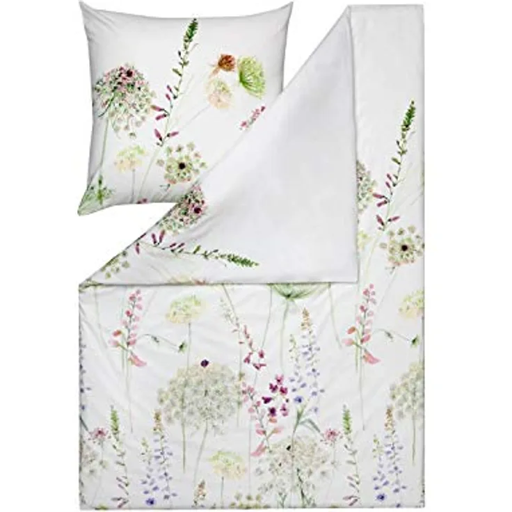 Estella Kuschelflanell Bettwäsche Meadow grün 100% Baumwolle mit praktischem Reißverschluss