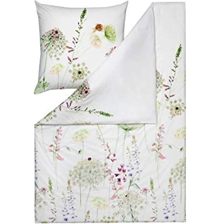 ESTELLA Kuschelflanell Bettwäsche Meadow, grün, 1 Bettbezug 155 x 220 cm + 1 Kissenbezug 80 x 80 cm, atmungsaktiv und temperaturausgleichend, Öko-Tex Standard 100 – Bild 1