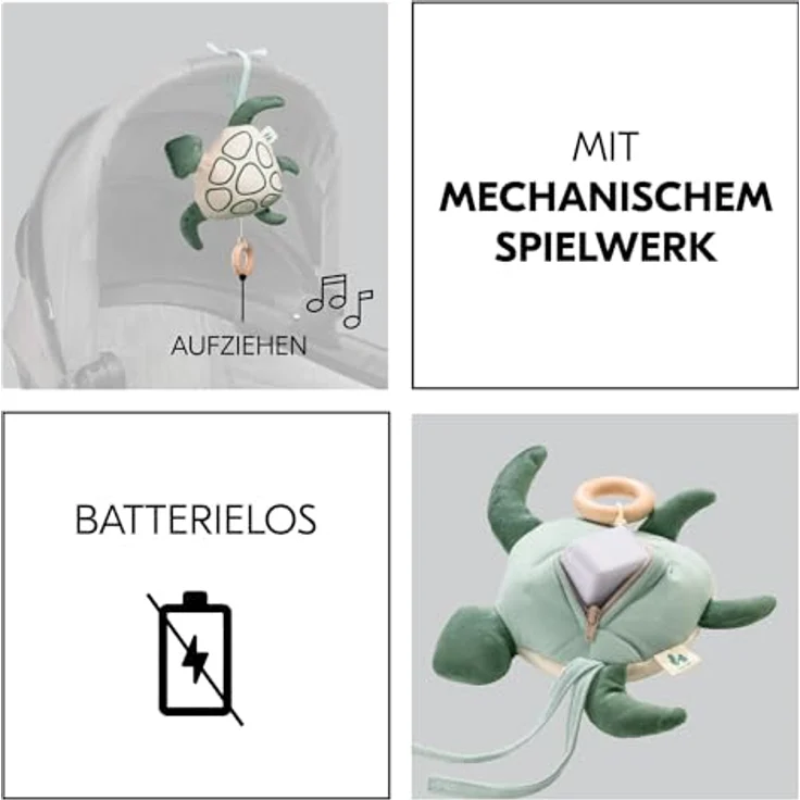 Hauck Spieluhr Cuddle N Sleep, Turtle Spieluhr mit mechanischem Spielwerk und Waschbarkeit – Bild 8