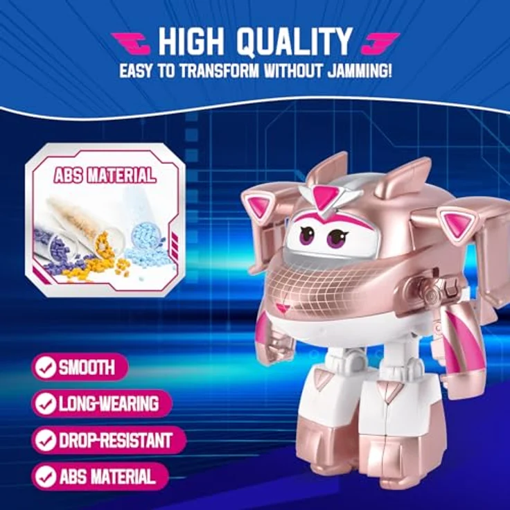 Super Wings Transformations-Flugzeug Supercharged Golden Girl, 12,7 cm große Roboterfigur mit 2-in-1 Spielmodi, rosa – Bild 4
