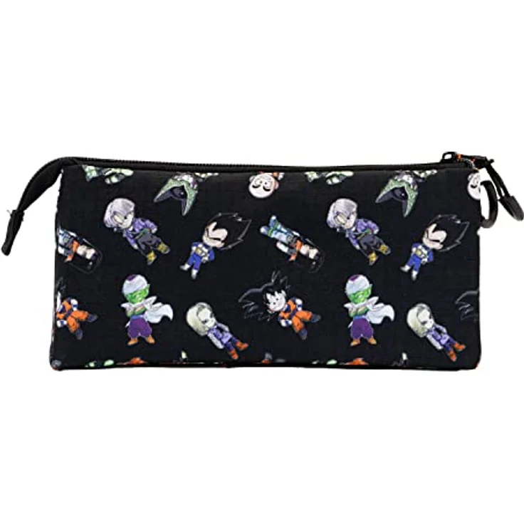 KARACTERMANIA Dragon Ball SD-Dreifach HS Federmäppchen, flach, Schwarz, 3 Fächer mit Reißverschluss, Innenfutter, 11 x 23 x 7 cm – Bild 3