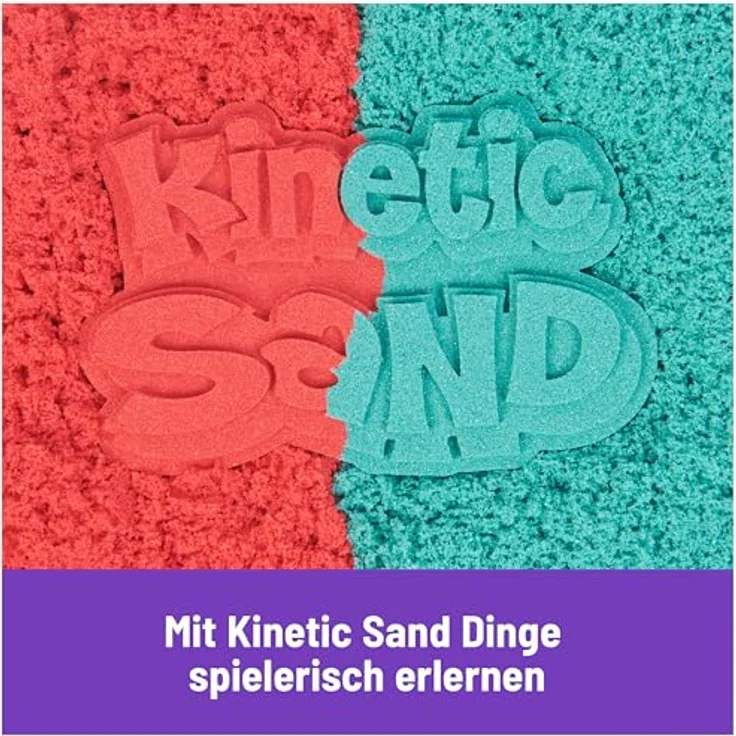 Spin Master Kinetic Sand Spielset Mold n' Flow, 2 Farben (Rot & Türkis) mit 3 Werkzeugen zum Formen und Gestalten – Bild 4