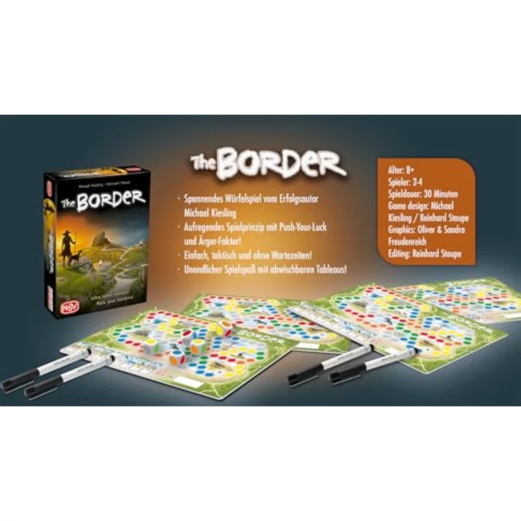 NSV The Border, Würfelspiel im kompakten EXTRA-Format, 4 Tableus, 5 Würfel, inklusive Spielanleitung – Bild 4
