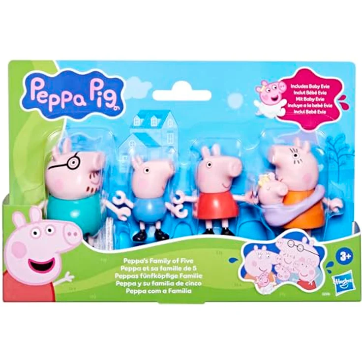 Peppa Wutz Spielfiguren Set, Familie Wutz mit Peppa und Baby Evie, bewegliche Figuren, pink und blau, für Kinder ab 3 Jahren – Bild 3