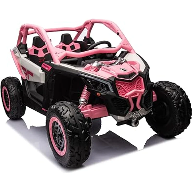 FINOOS CAN-AM Maverick UTV Buggy, Kinder-Elektroauto 2-Sitzer mit 24V Antrieb, rosa, 4x4, Bluetooth, LED-Beleuchtung, Fernsteuerung – Bild 5