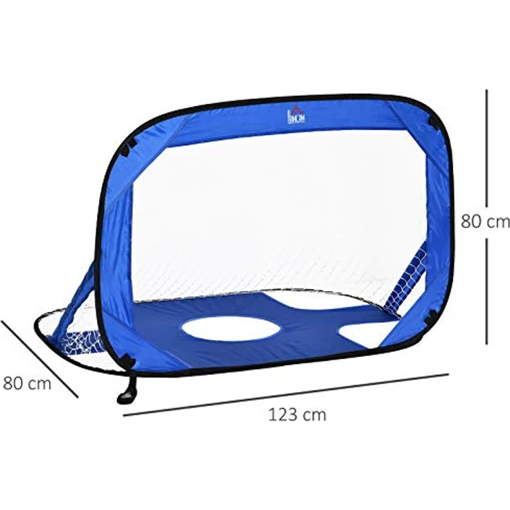 HOMCOM Fußballtore, Pop Up Tor, Tragbares Fußballnetz, 2er Set Minitore, mobil mit Tragetasche, Faltbar, Blau, 123 x 80 x 80 cm – Bild 5