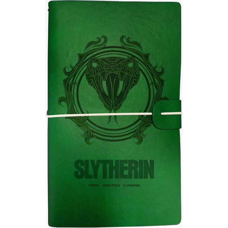 Grupo Erik Schreibgeräteetui Harry Potter Reisenotizbuch Slytherin, grün, mit Gummibandverschluss und Einsteckheften
