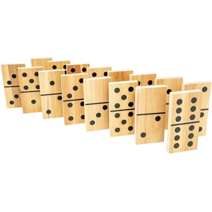 TP Toys Giant Wooden Dominoes, Outdoorspiel für Familien mit 28 handgefertigten Premium-Klötzen aus FSC Holz, für Kinder ab 3 Jahren, ideal für drinnen und draußen