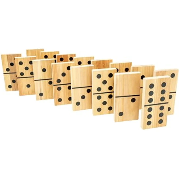 TP Toys Giant Wooden Dominoes, Outdoorspiel für Familien mit 28 handgefertigten Premium-Klötzen aus FSC Holz, für Kinder ab 3 Jahren, ideal für drinnen und draußen – Bild 1