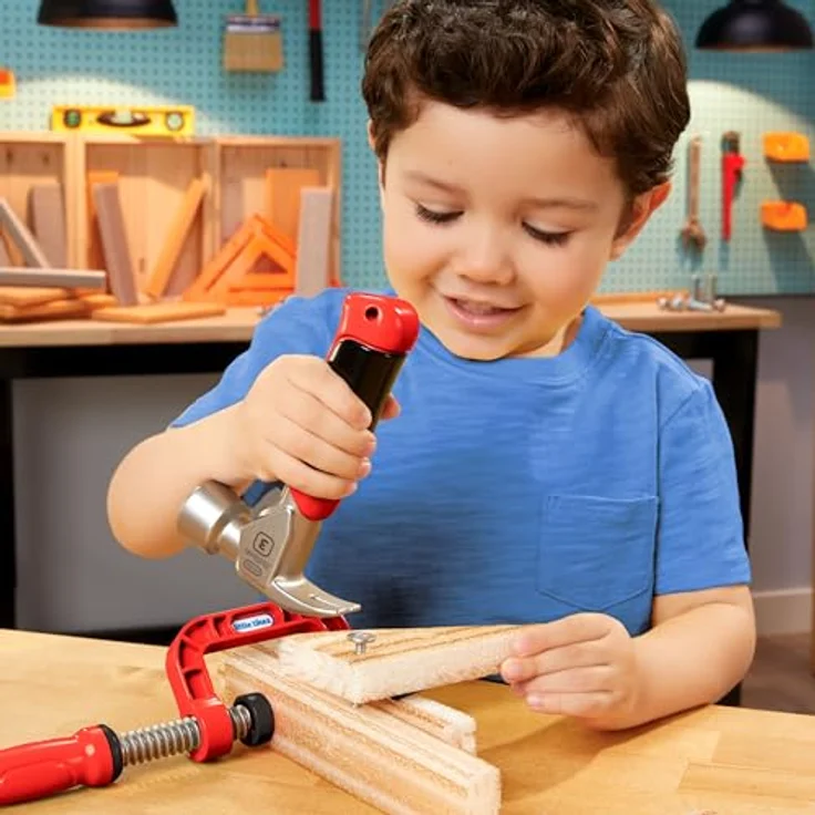 Little Tikes Creative Construction Hammer and Nail Set, 7-teiliges Holzspielzeugset mit Schaumstoffbrettern und Bauzeichnungen, für Kinder ab 3 Jahren – Bild 3