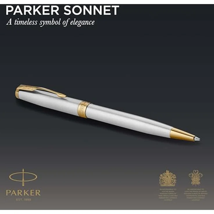 Parker Pen Sonnet, eleganter Schreibstift im Ciselé-Muster, Gold und Silber – Bild 2