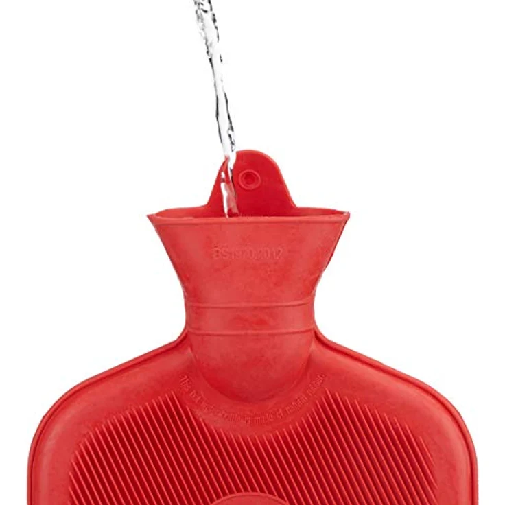 Relaxdays Wärmflasche 2L, Rot, ohne Bezug, Naturgummi, 36 x 19 cm, ideal zur Schmerzlinderung – Bild 6