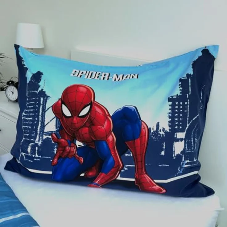 Jerry Fabrics Kinder Bettwäsche Set Wendebettwäsche Spider-Man City Spinnen Netze blau, 100% Baumwolle – Bild 5