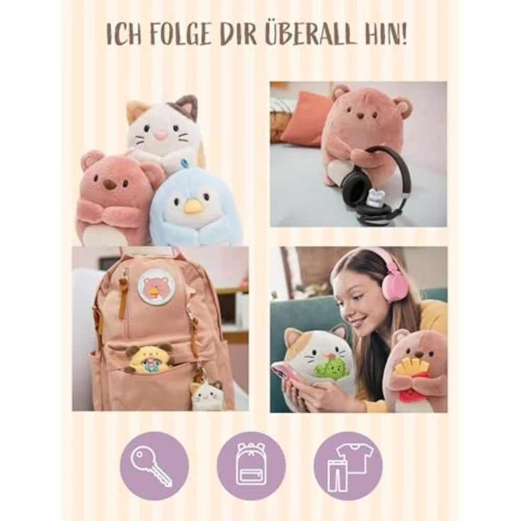 NICI mymochi Kuscheltier Hamster Shai, Plüschtier mit Tasse, 35x33x12cm, grau, ideales Deko-Accessoire und Geschenk für Kinder & Erwachsene – Bild 6
