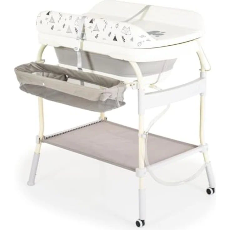 Cangaroo Babywickeltisch mit Badewanne 2 in 1 Garda, klappbar, höhenverstellbar, mit Rollen und Sicherheitsgurt – Bild 2