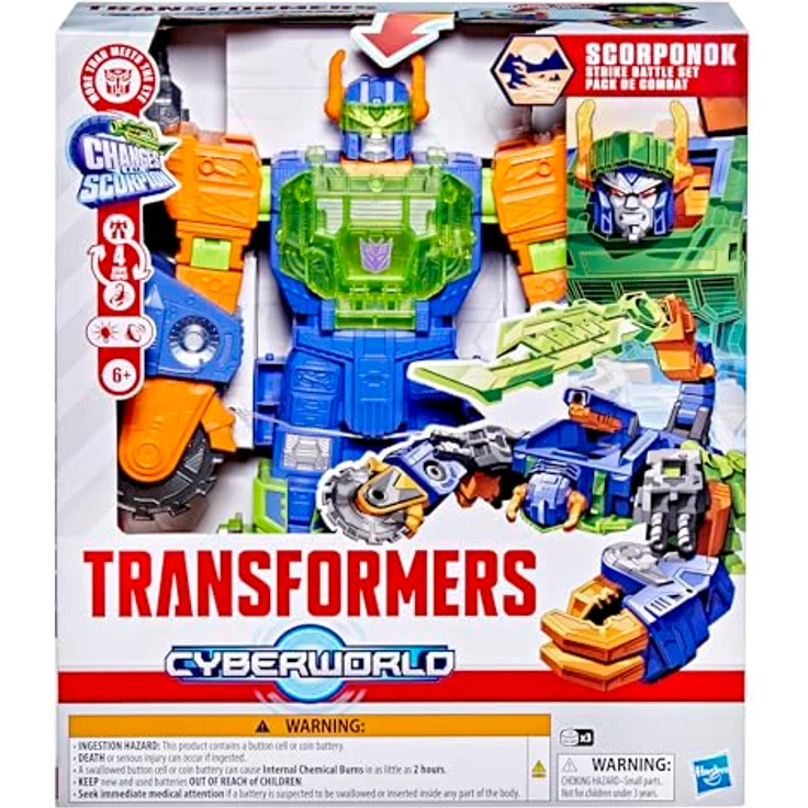 Transformers CYBERWORLD Scorponok Strike, 35 cm große Roboter-Figur verwandelt sich in 50 cm großes Skorpion-Spielset mit Lichtern, Geräuschen und interaktiven Kampf-Funktionen – Bild 2