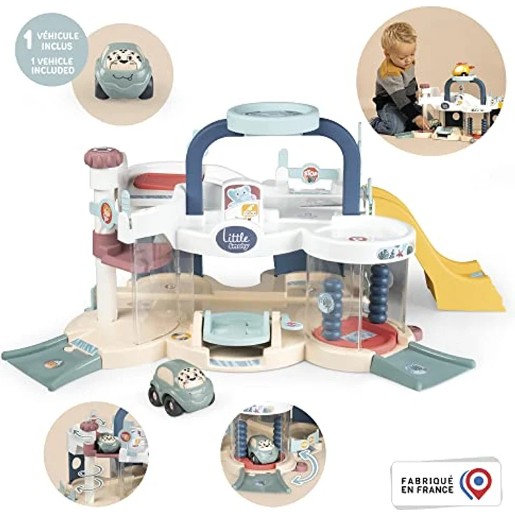 Smoby Toys - Little Smoby Multi-Parkgarage für Kinder ab 18 Monaten - Spielzeug-Parkhaus mit vielen Funktionen inkl. Auto – Bild 2