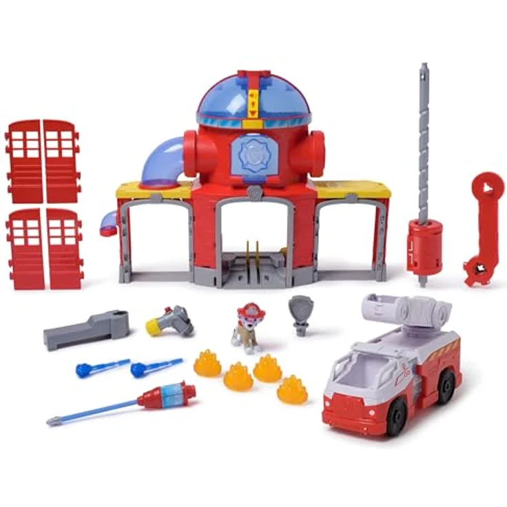 Paw Patrol Feuerwehr-Rettungs-Feuerwache Spielset, Deluxe Spielset mit Licht- und Soundeffekten, inklusive Marshall Figur und Feuerwehr-Fahrzeug, 38 cm hoch – Bild 2