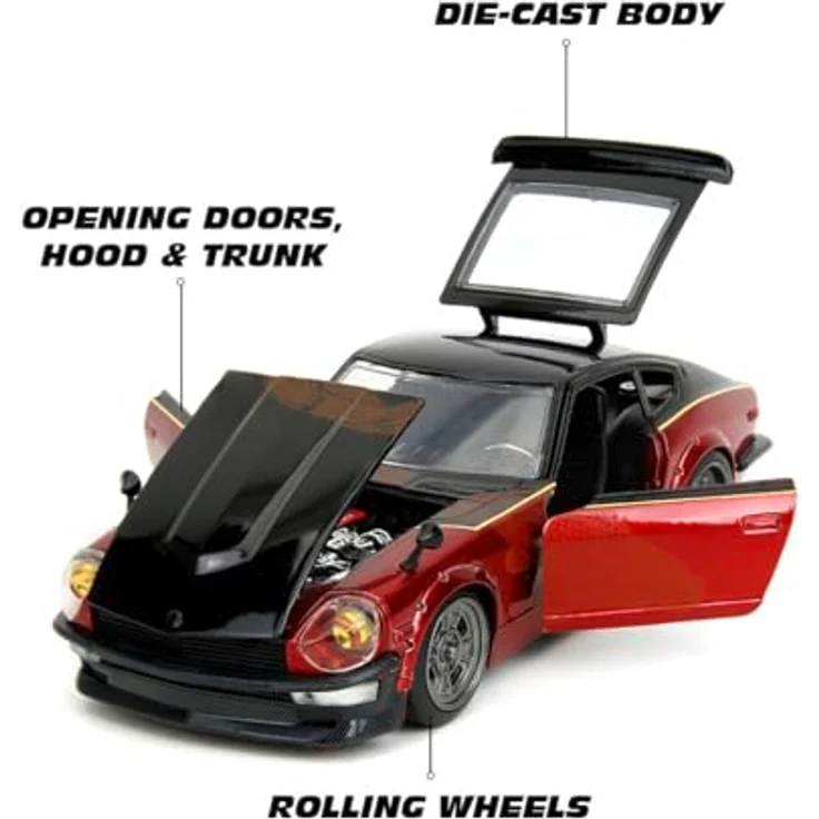 Jada Toys Datsun 240Z Modellauto 1972, rot, Fast & Furious 10, Maßstab 1:24, öffnende Teile, für Sammler ab 8 Jahre – Bild 4