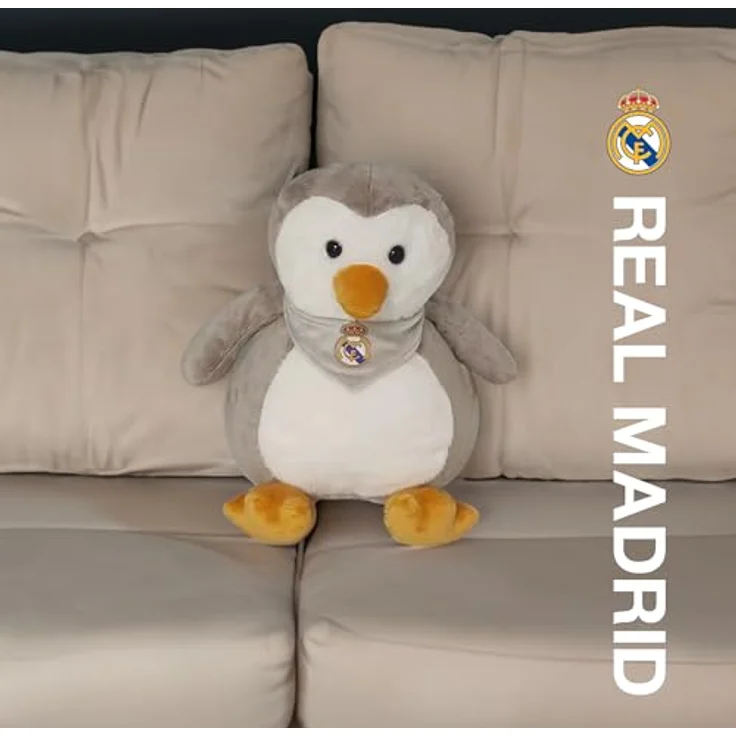 Real Madrid Pinguin-Plüschtier 25 cm, beige, weiches Kuscheltier für Kinder – Bild 4