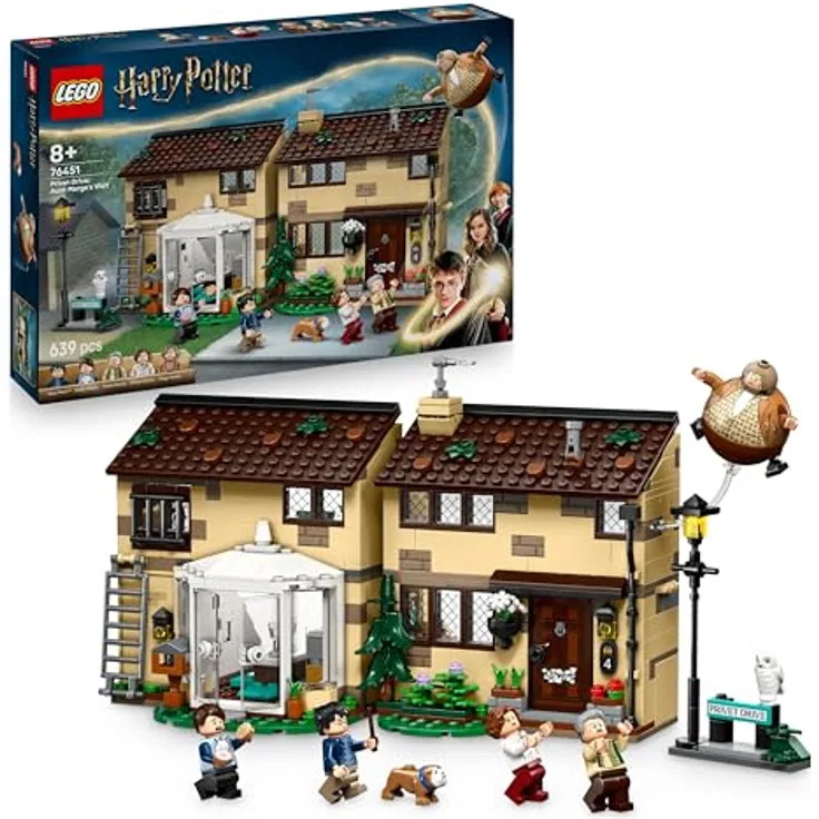 LEGO Harry Potter 76451, Ligusterweg: Tante Magdas Besuch, 639-teiliges Bauset für Kinder ab 8 Jahren mit detailliertem Hausmodell und beweglichen Funktionen