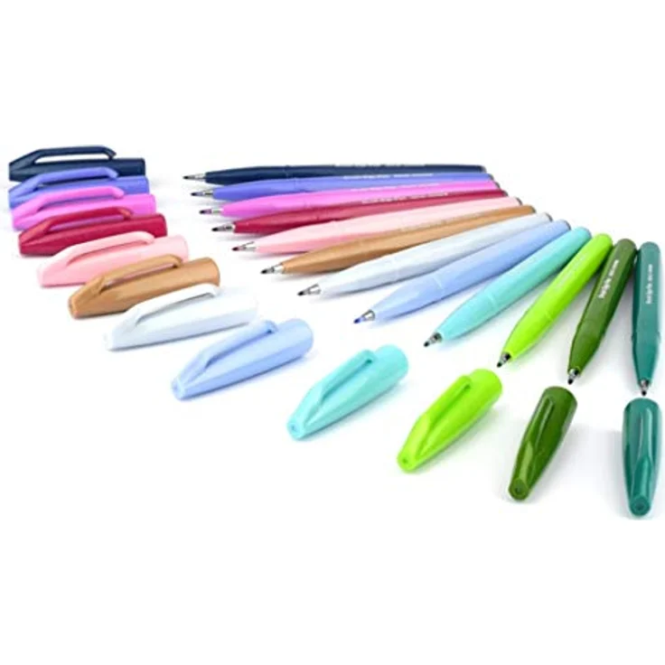 Pentel SES15C-12 Brush Sign Pen, Faserschreiber, pinselähnliche Spitze, 12 Stück, farblich sortiert – Bild 3