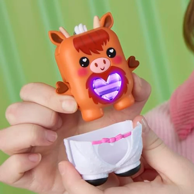 Nano-Mals Hasbro Cowbert Hochlandrind, elektronisches Fidget-Tierchen mit farbwechselnder Herzanzeige und ansteckbarem Smoking-Outfit – Bild 6