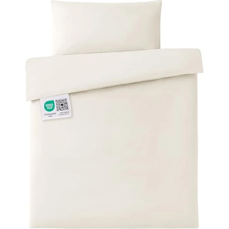 MAKIAN Babybettwäsche Set 100x135, 40x60 cm | 100% Baumwolle, atmungsaktiv, pflegeleicht, Hotelverschluss, Oeko-Tex Zertifiziert (Beige) – Bild 1