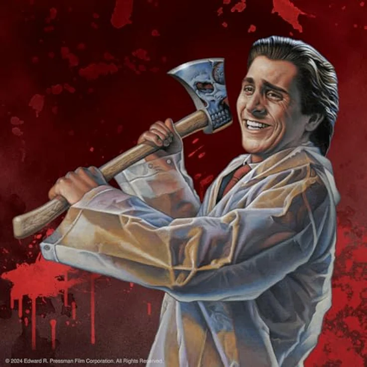 Super7 American Psycho (2000) Reaction Actionfigur Patrick Bateman (Raincoat), 10 cm mit Axt-Zubehör und beweglichen Teilen – Bild 5